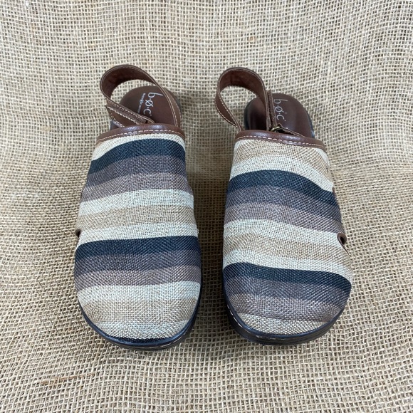 Born clog brown striped  ankle strap boc heeled women sz 11M - Picture 4 of 10